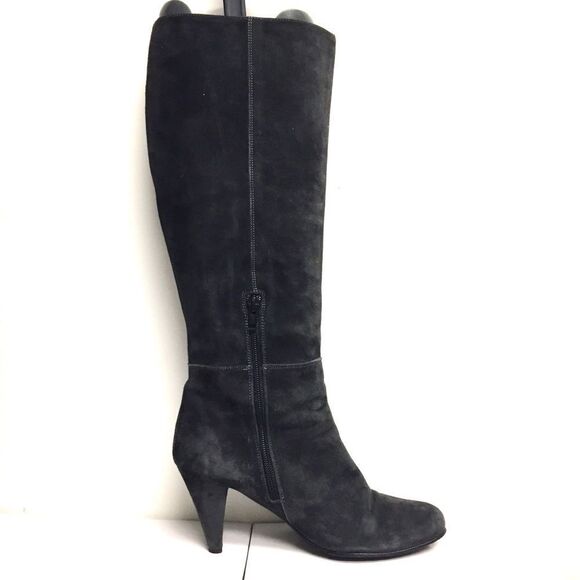 VERA Pells Suede Italian Knee High Heeled Boots Grey 38 - Picture 3 of 8